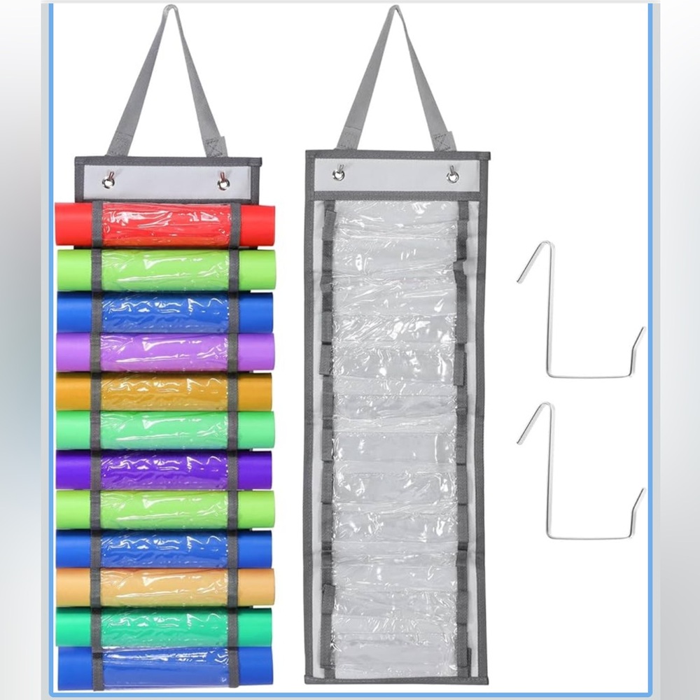 Poly Mailer Vinyl Roll Hanging Organizer with 12 Compartments- Grey
